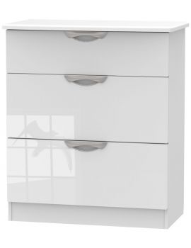 Camden High Gloss White 3 Drawer Deep Chest