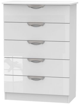 Camden High Gloss White 5 Drawer Chest