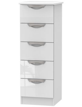 Camden High Gloss White 5 Drawer Locker Chest