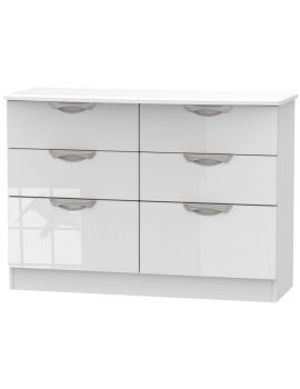 Camden High Gloss White 6 Drawer Midi Chest