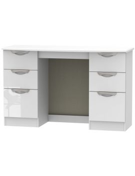 Camden High Gloss White Double Pedestal Dressing Table