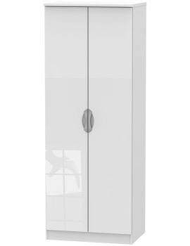 Camden High Gloss White Tall 2 Door Plain Wardrobe