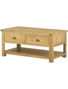 Portland Oak Coffee Table With Drawers