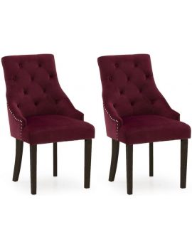 Vida Living Hobbs Red Crimson Wenge Leg Velvet Dining Chair (Pair)
