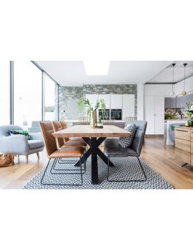 Finsbury Oak 200cm Hoxton Industrial Dining Table Set