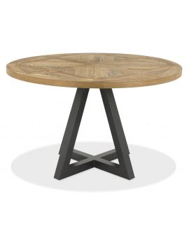 Indus Rustic Oak Circular Dining Table