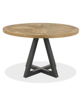 Indus Rustic Oak Circular Dining Table