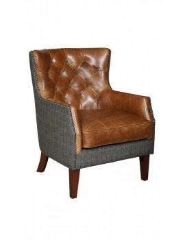 Harvard Leather Fabric Accent Chair