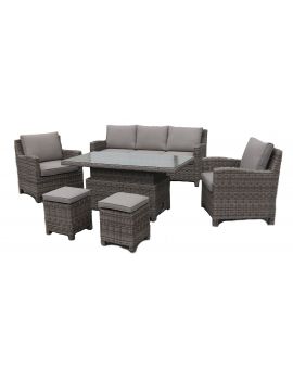 Madrid 3 Seater Lounge Conversation Set Adjustable Table